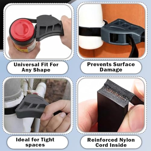 2-Pack Adjustable Rubber Strap Wrench Set – Heavy-Duty Oil Filter Wrench, 6 inch & 8 inch Diameter, Non-Slip Belt Wrench for Jar Opener, Water Filter, Plumbing, Sink, Faucet Repair Tool (Gray)