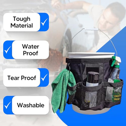 Multi Purpose Car Bucket Wash Tool Organizer Container, Fishing Storage Bag for 5 Gallon Bucket Hiking Camping Cooking Cleaning Garden Fishing Tools Supplier Bag Only