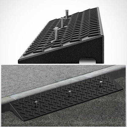 Nilight 2.4 Inch Rise Rubber Curb Ramp, 3300lbs Load Capacity | Heavy Duty Driveway Threshold Shed Ramp for Sidewalk Cars Lawn Mower Motorcycles - size: 2.4" Rise