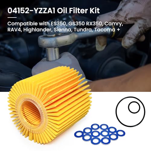 64mm Oil Filter Wrench with 04152-yzza1 Oil Filter Change Kit for Toyota,Tacoma,Camry,Tundra,Highlander,RAV4. Fits 2.5-5.7L Engines, Filter Removal Tool Set with Oil Drain Plug & Gasket for Lexus.