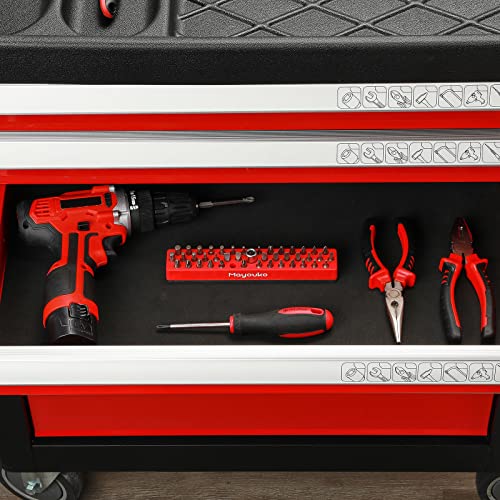 Mayouko 1/4" Magnetic Hex Bit Holder Rack Organizer, 43 Holes, 1/4-Inch Drill Bit Holder, Red&Blue, 2 Racks, Magnetic Bit Holder with Magnet Base for Screwdriver Bits - color: Red,blue