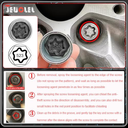 21PCS Wheel Locking Nut Key Kit Compatible with VW VAG Volkswagen | Wheel Lock Nut Socket Adapter Set, Anti-Theft Lug Removal Tool, Anti-Theft Screw Remover, Repair Tool, Tyre Fitting, garage - size: Kit 21 pieces