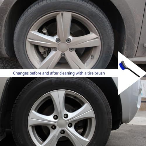 Car Cleaning Brush,Tire Brush,Cleaning Brush, Tire Brushes for Cleaning Rims Cleaning Brushs for Car Interior and tire (Blue+Black) - color: Blue+black