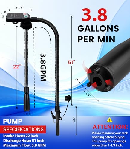 3.8GPM Automatic Electric Fuel Transfer Pump with Auto-Stop, USB Charging 51" Hose 4 Size Adapters Gas Can Pump with Leak Protection for Gasoline, Diesel, Kerosene, Black 2nd Gen - color: 3.8 GPM With Auto-Stop Nozzle