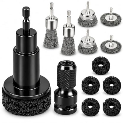 Wheel Hub Cleaning Tool, Brake Rotor Resurfacing Kit - 5 Pads & Coarse Carbon Steel Crimping Wire Wheel Brush, Rust Removal Tool for Car Repair
