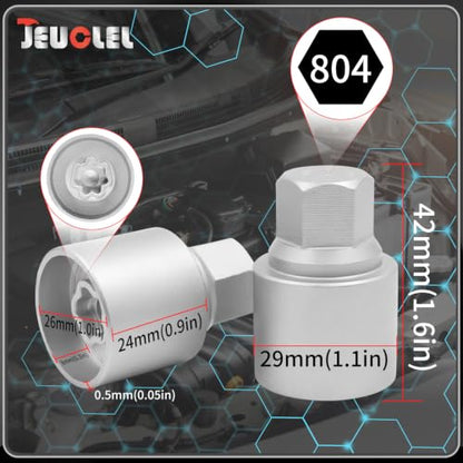 804 Wheel Locking Nut Key for Jeep Renegade Wrangler Cherokee Dodge Journey 2016-2020, 29mm Lock Bolt Inner Dia Anti-Theft Lug Nut Removal Tool - size: 804