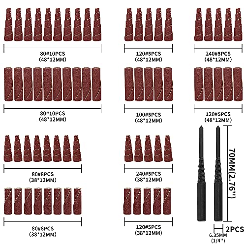SI FANG 68Pcs Spiral and Cartridge Rolls Port and Polish Kit Assorted Grit, Mini Sanding Cone Engine Porting Assortment Kit with 1/4 inch Shank, Abrasive Head Porting Tools for Polishing, Rust Removal