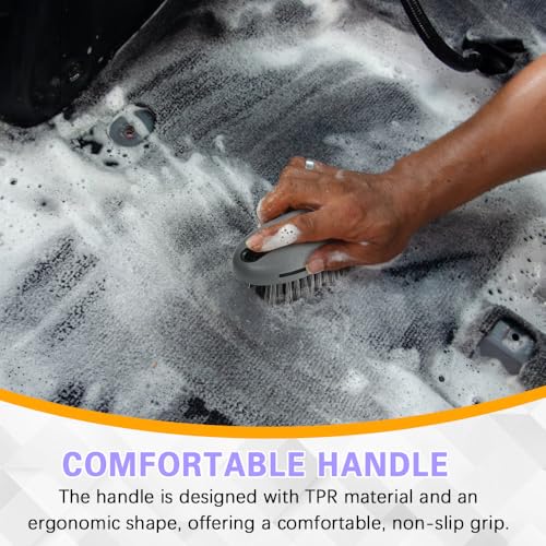Carpet and Upholstery Cleaning Brush, Household Hard Bristle Brush, Car Plastic Gap Cleaning Brush, Universal Auto Detailing Brush for Car Interior Seat, Clothes and Sofa Cleaning - color: Gray
