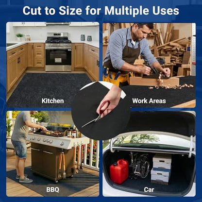FLEXIMOUNTS 6x5 Ft Extra Large Garage Floor Mat - Waterproof Oil Absorbent Surface, Stay-in-Place Garage Flooring Roll for Under Car - size: 6' x 5'