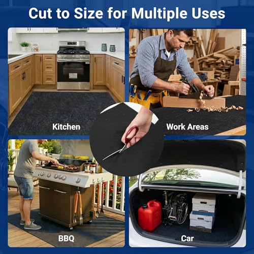 FLEXIMOUNTS 20x8 Ft Extra Large Garage Floor Mat - Waterproof Oil Absorbent Surface, Stay-in-Place Garage Flooring Roll for Under Car (Includes Double Sided Tape) - size: 20' x 8'