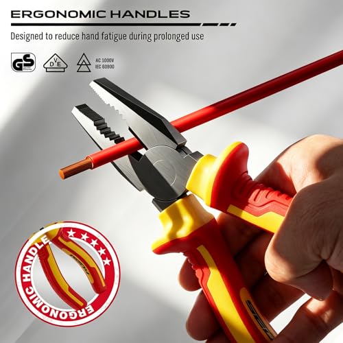 18-Piece Insulated Electrician Tool Set, VDE 1000V Insulated Screwdrivers, Voltage Tester, Long Nose, Diagonal Cutting and Water Pump Pliers for Electrical Work, Home Repair and Maintenance - style: 18 PCS VDE(New Version)