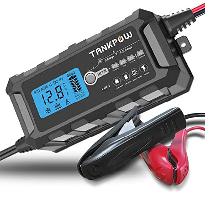 6V/12V 6A Automatic Battery Charger,Smart Battery Charger with Overcharge Protection,Trickle Charger Maintainer and Desulfator for Lead Acid & Lithium(LiFePO4) Deep Cycle Batteries