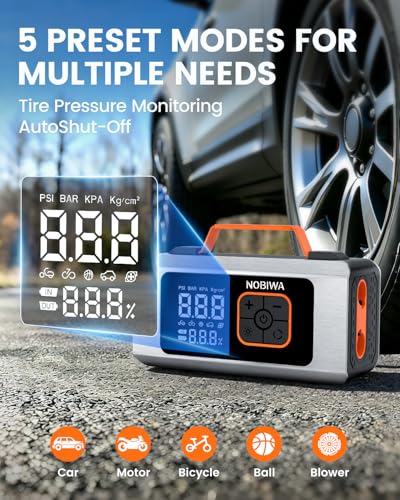 Tire Inflator Portable Air Compressor,150PSI,100% Duty Cycle & Dual Cylinder Bike Pump, 6X Faster Inflation,tire inflator portable air compressor for car,air mattress,Bicycle,Balls,LED Light