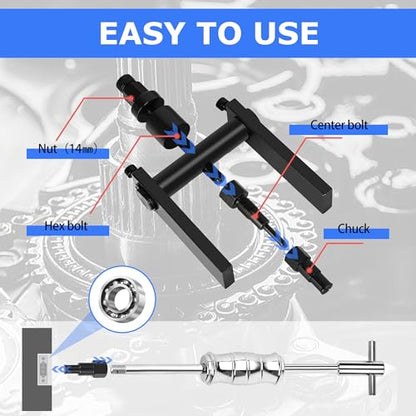12 PCS Motorcycle Blind Hole Collet Bearing Puller Tool Kit, 8-32mm Motorcycle Wheel Bearing Removal Tool with Slide Hammer, Inner Internal Bearing Extractor Puller Kit