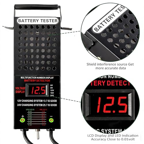 CRLITSIY 6V 8V 12V 16V 24V Battery Load Tester Car Battery Tester Motorcycle Battery Analyzer Charging State Detection with LCD Display - size: LCD