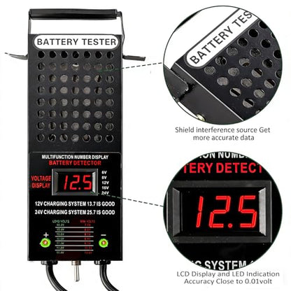 CRLITSIY 6V 8V 12V 16V 24V Battery Load Tester Car Battery Tester Motorcycle Battery Analyzer Charging State Detection with LCD Display - size: LCD