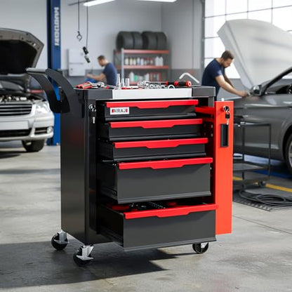 5-Drawer Tool Chest with Wheels, Rolling Tool Chest with Side Drawer,Tool Cabinet Drawers lockable,Tool Cart with Top compartment,for Garage Storage,Workshop,Home,Safety Rounded Corner Anti-collision - style: 5-Drawer