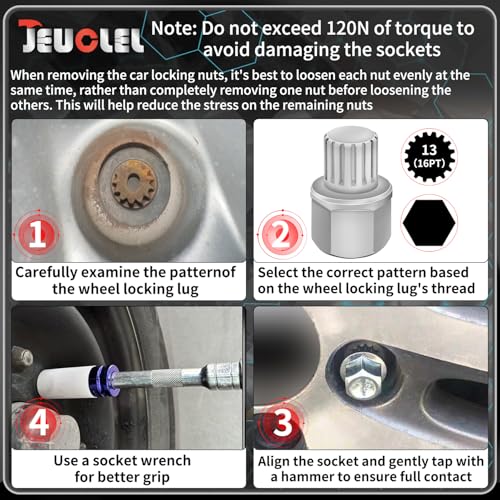13/16PT Wheel Locking Nut Key for BMW, Anti-Theft Lug Nut Removal | Wheel Lock Nut Socket Adapter, Anti-Theft Screw Remover, Hand Repair Tool, Tyre Fitting, garage - size: 13/16Pt Key