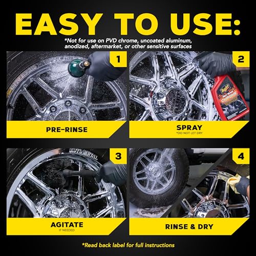 Meguiar's Hot Rims Chrome Wheel Cleaner, Deep Foaming Rim Cleaner Spray Formulated to Effectively Clean Chrome Wheels for an Impeccable Mirror-Like Shine, 24 Oz - size: 1 Pack