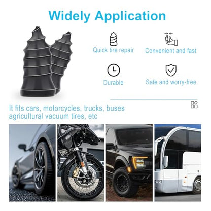 40Pcs Spiral Rubber Tire Repair Bolts, Vacuum Tire Screw Plug Quick Repair Kit for Various Vacuum Tires