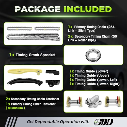 3.5 Ecoboost Timing Chain Kit with Tensioner AT4Z6268A Fits 2011-2017 Ford F150 Flex Taurus Edge Explorer Mustang 3.5L 3.7L, Lincoln MKS MKX MKZ OE# AT4Z6268B cadena de tiempo kit - size: with tensioner