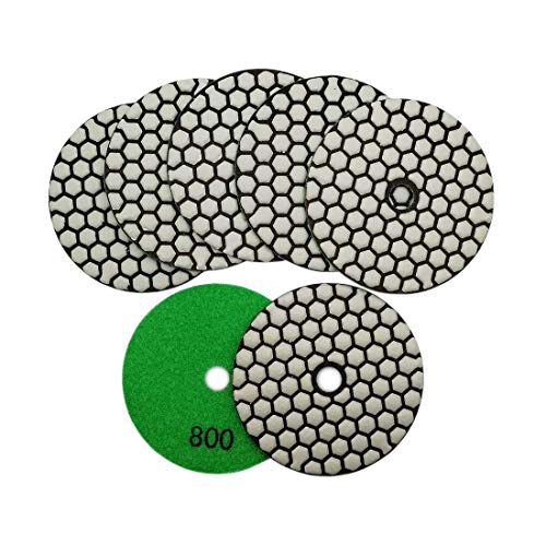 SHDIATOOL 4-Inch Dry Diamond Polishing Pads Grit 800 for Granite Marble Stone Sanding Pad Grinding Pads 7Pcs - style: Grit 800