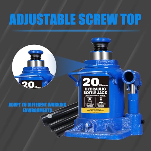 Big RED 20 Ton Bottle Jack Heavy Duty Hydraulic Car Jack, 7.56-14.05 inch Lift, Leak - Free Design, Suited for Auto, Truck & House Lift, 25.35 lbs Weight,Blue