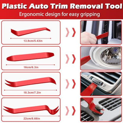 DOAHO 17Pcs Mechanic Hook and Pick Tool Set & Car Trim Removal Kit with Fastener Clip Pliers,Rivet Puller,Magnetic Pickup,Gasket Scraper,Non-Scratch Plastic Pry Tools for Automotive Repair-Red - color: Red-17 Pcs Auto Pick and Hook Set