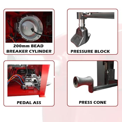 XK-987V Heavy Duty Tire Changer Machine with Bead Blaster | 110V Wheel Changer for Truck, SUV and Van Rims 12-30 inches | 18-Month Parts Replacement
