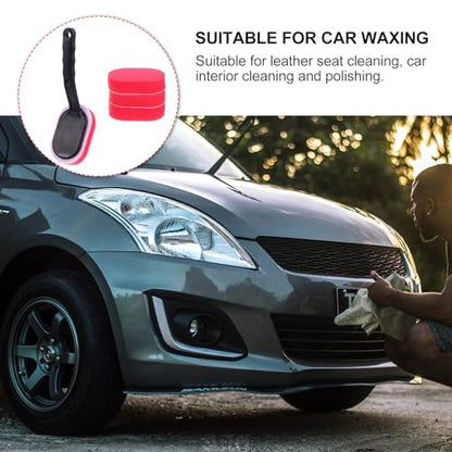 Didiseaon 5pcs Car Tire Waxing Brush Set with Handle, Auto Wax Applicator Sponge Pads for Wheel Cleaning and Polishing, Sturdy Car Care Tool for Tire Shine and Detailing