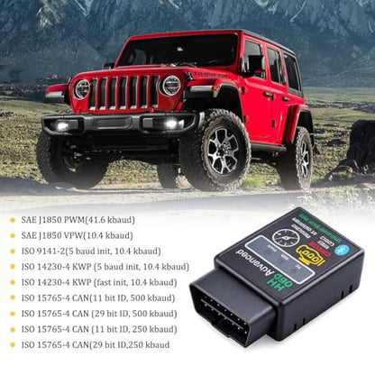 Zpana Car Bluetooth OBD2 Scanner, Wireless OBDII Automotive Code Reader Diagnostic Tool, Vehicle Bluetooth Scan Engine Fault Diagnosis Tester Adapter Accessories, Universal Fit