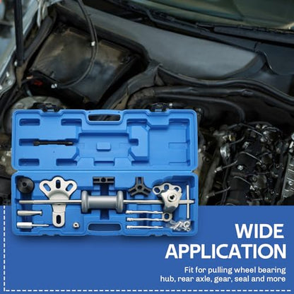 DASBET 9-Way Slide Hammer Puller Set | 19PCS Front Wheel Hub Bearing Remover & Rear Wheel Axle Hub Dent Shaft Puller Tool Kit, Dent Hub Gear Puller Remover Set