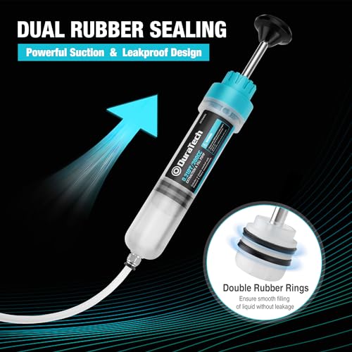 DURATECH 200CC Fluid Extractor Automotive, Fluid Pump with Long Extension Tubes, Oil Syringe with Powerful Suction, Fluid Extractor Pump for Extracting Engine Oil, Transmission Oil and Brake Fluid - size: 200CC