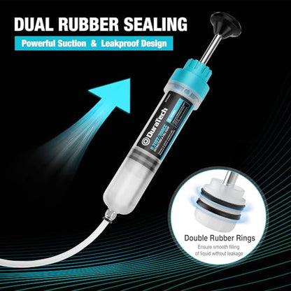 DURATECH 200CC Fluid Extractor Automotive, Fluid Pump with Long Extension Tubes, Oil Syringe with Powerful Suction, Fluid Extractor Pump for Extracting Engine Oil, Transmission Oil and Brake Fluid - size: 200CC