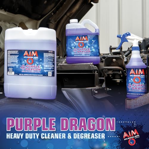 AIM Chemicals Purple Dragon Heavy Duty Degreaser – For Cars, Trucks, Equipment, and Concrete. Powerful wheel & tire cleaner for industrial use & car detailing. Compatible with wheel brush- Quart - size: 32 Fl Oz (Pack of 1)