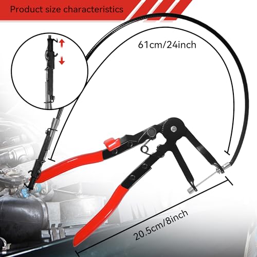 3 Pcs Hose Clamp Pliers Set, Hose Clamp Removal Tool | for Automotive Radiator, with Long Reach Wire Spring Hose Clamp Pliers, Angled Spring Clamp Plier, Flat Band Plier