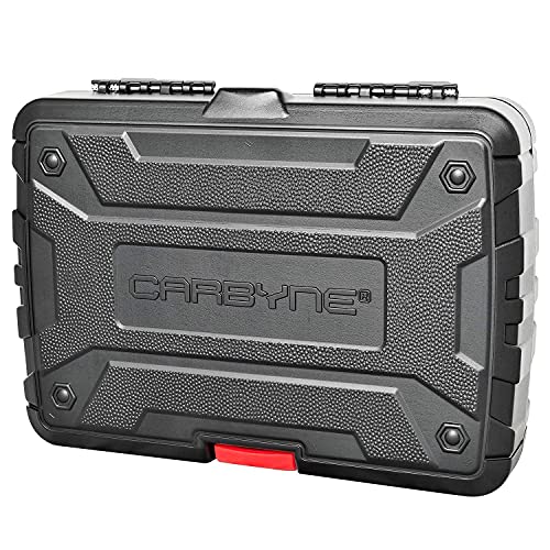 CARBYNE 18-Piece Extra Long Hex (Allen) Bit Socket Set, SAE 1/8 to 3/8 in. and Metric 3 to 10mm, 3/8 in. Drive, S2 Steel, CrV Sockets, 6.1 in. Length, Durable Case - size: Straight