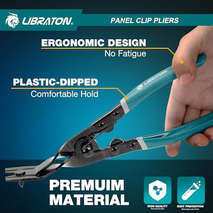 LIBRATON Panel Clip Pliers, Automotive Car Trim Removal Tool | Upholstery Interior Clip Removal Tool, Auto Door Panel Rivet Removal Automotive Fastener Push Pin Pry Pliers, Dashboard Tool