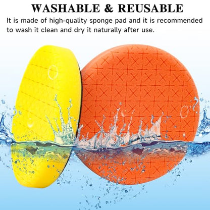 10pcs Polishing Buffing Pads for Drill,6 Inches Car Polishing kit | Car Foam Buffing Sponge Pads Kit with M14 Drill Adapter,Polishing Pad Kit for Car Buffer Polisher, Polishing and Waxing