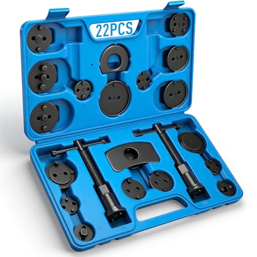 DISEN 22PCS Disc Brake Caliper Tool Kit, 18 Adapters Brake Piston Compressor and Wind Back Tool Set for Brake Pad Replacement, Heavy Duty - style: 22PCS