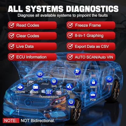 XTOOL IP608 Full System OBD2 Scanner Diagnostic Tool, Code Reader for Cars and Trucks with 30+ Services - EPB/SAS/BMS/Throttle Relearn/ABS Bleeding, CAN FD, Lifetime Free Update