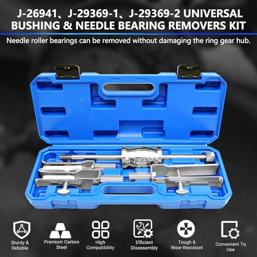 ZKTOOL 4PCS J-26941、J-29369-1、J-29369-2 Bushing & Bearing Remover Stroke Range 15-40mm, Universal Bushing & Needle Bearing Removers Kit, Multi-Functional Oil Seal Puller, with a Slide Hammer