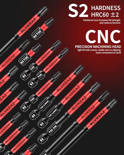 10-PCS T25 Torx Bits for Impact Driver, (1'' to 6'' Long) T-25 Star/Torx Bit Set, Premium Solid S2 Steel, Magnetic High-Torque, 1/4'' Hex-Shank for Auto Repair, Deck Building & DIY Projects - style: 10-PCS T25 Torx Bits 1'' to 6'' Long, T-25 Torx Bit Set