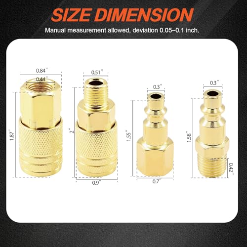 TuoLauthon Air Coupler & Plug Kit, 22 Pcs 1/4" NPT Quick Connect Air Fittings Set, with 360° Swivel Universal Joint, I/M Type Pneumatic Tool Compressor Accessories