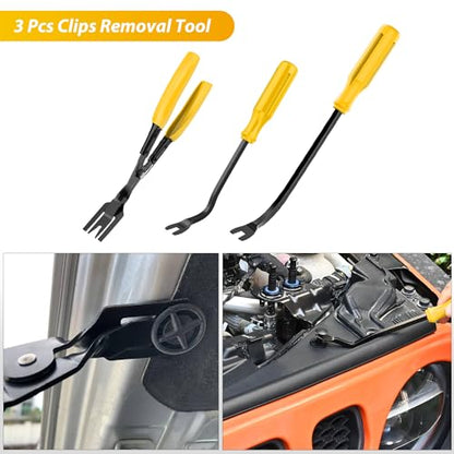 GOOACC 200Pcs Trim Removal Tool, Auto Push Pin Bumper Retainer Clip Set Fastener Terminal Remover Tool Adhesive Cable Clips Round Handle Crowbar Kit Car Panel Radio Removal Auto Clip Pliers, Yellow - color: 200Pcs Clips Removal Kit Yellow