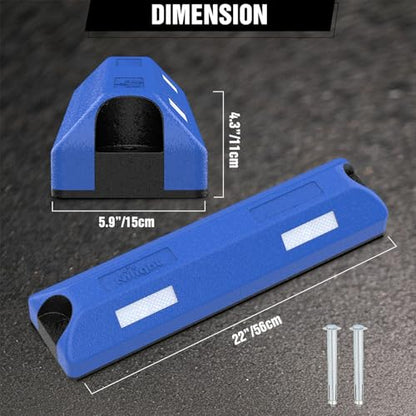 Nilight Rubber Parking Curbs 2 Pack - Heavy Duty 22 Inch Garage Wheel Stops Parking aid Block for Driveway & Parking Lot, Blue - size: 22" Blue