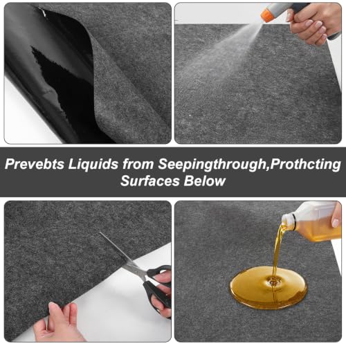 3pcs Garage Floor Mat Oil Spill Mat for Under Car, 36x60in Absorbent Oil Drip Pan, Reusable Oils Pads with PE Backing, Protects Driveway from Leaks & Stains, Deep Gray