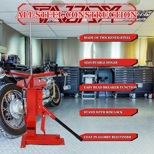 Multi Manual Tire Changer Machine for 4" to 21" Tires Portable Hand Bead Breaker Mounting Tool Heavy Duty Tire Changer for Motorcycle Gocart Trailer Bike ATV Truck (Red)