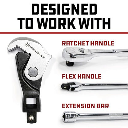 Powerbuilt 3 Piece Spring-Loaded Crowfoot Wrench Set, Adjustable, Auto Size, Universal Wrench, Self-Adjusting, Power Grip, Storage Tray - 642963 - style: 3 Piece