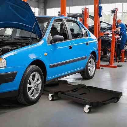 Goplus 43" x 22" Foldable Creeper, 350LBS Mechanic Creeper with Soft Padded Headrest, Magnetic Tool Tray, Heavy-Duty Rolling Garage Creeper, Aotomotive Under Car Creepers for Work Shop, Auto Repair